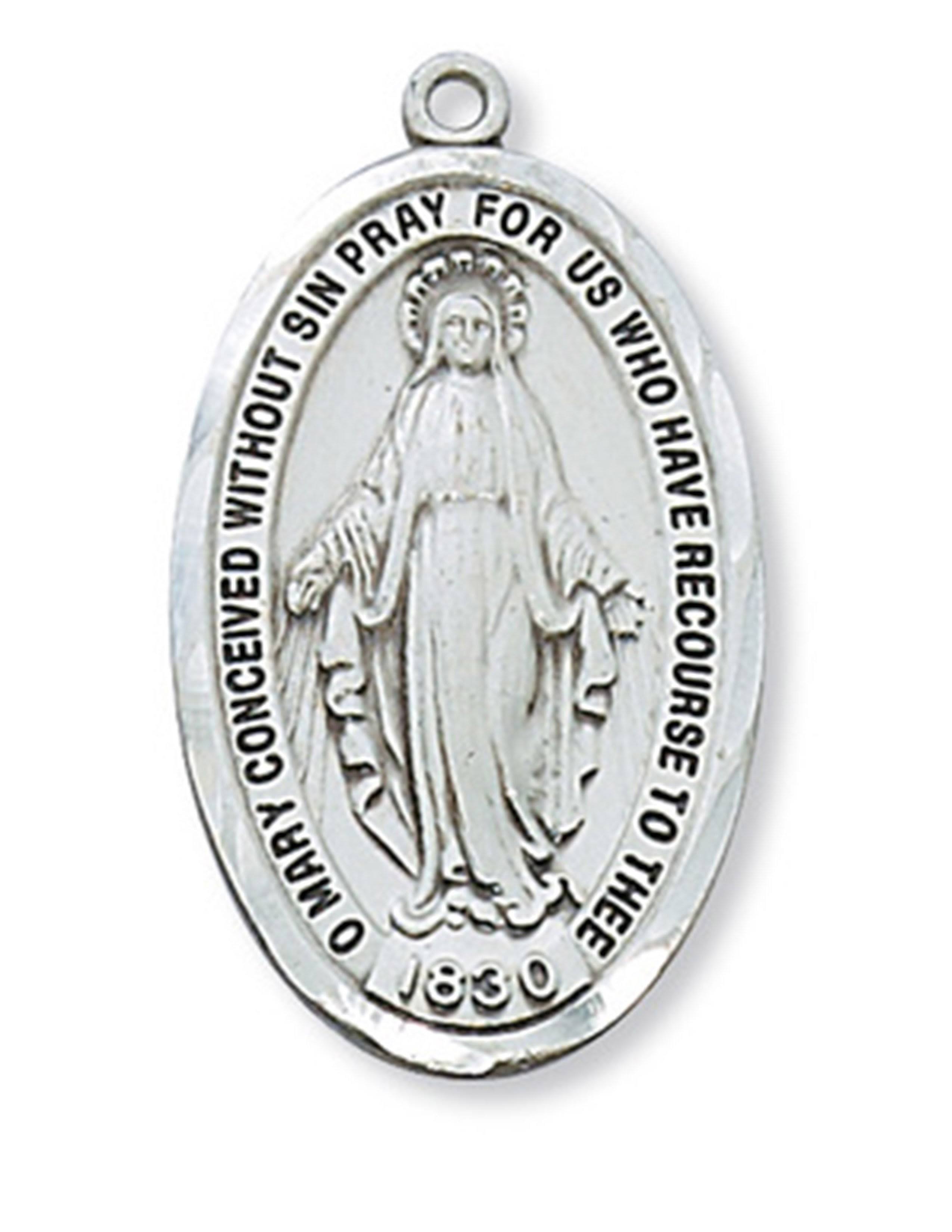 Mc Van Miraculous Medal On Chain - Sterling Silver, 24"