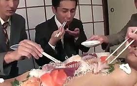 Business men eat sushi out a naked girl body jpg x Japanese sushi