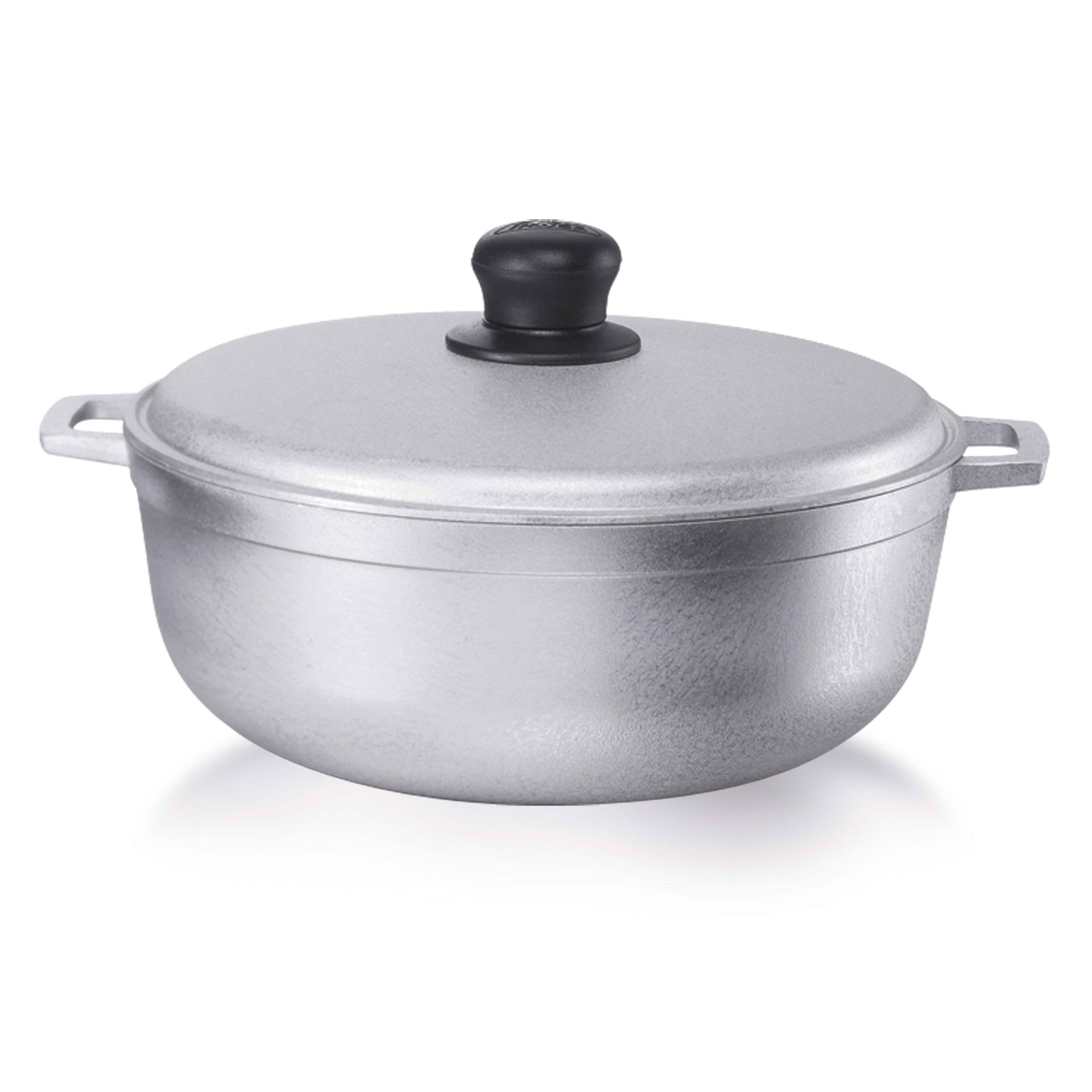 IMUSA Traditional Colombian Mini Caldero (Dutch Oven) for Cooking and Serving, 0.7 Quart, Silver