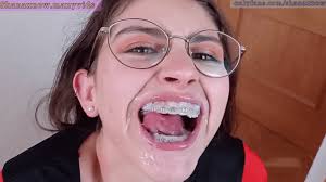 Cum on braces cosplay nerdy blowjob fuck teen shanaxnow jpg x Braces cum