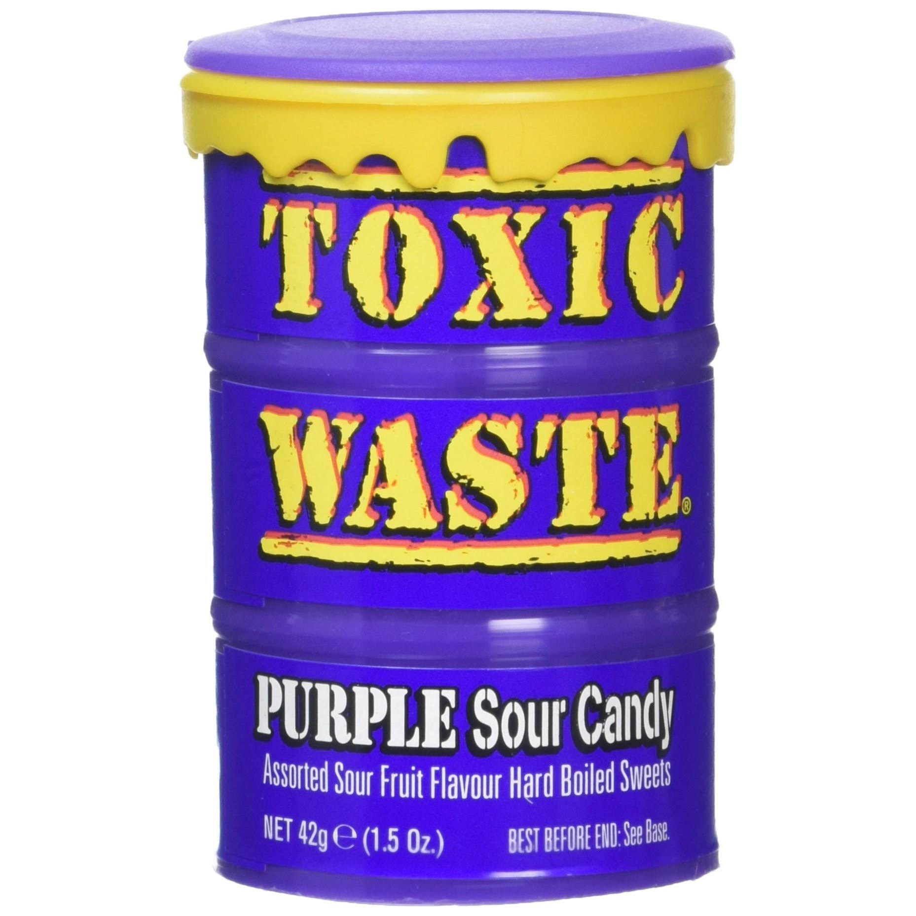 12x Toxic Waste Purple Drum Candy Purple Sour Candy Hard Boiled Sour Sweets