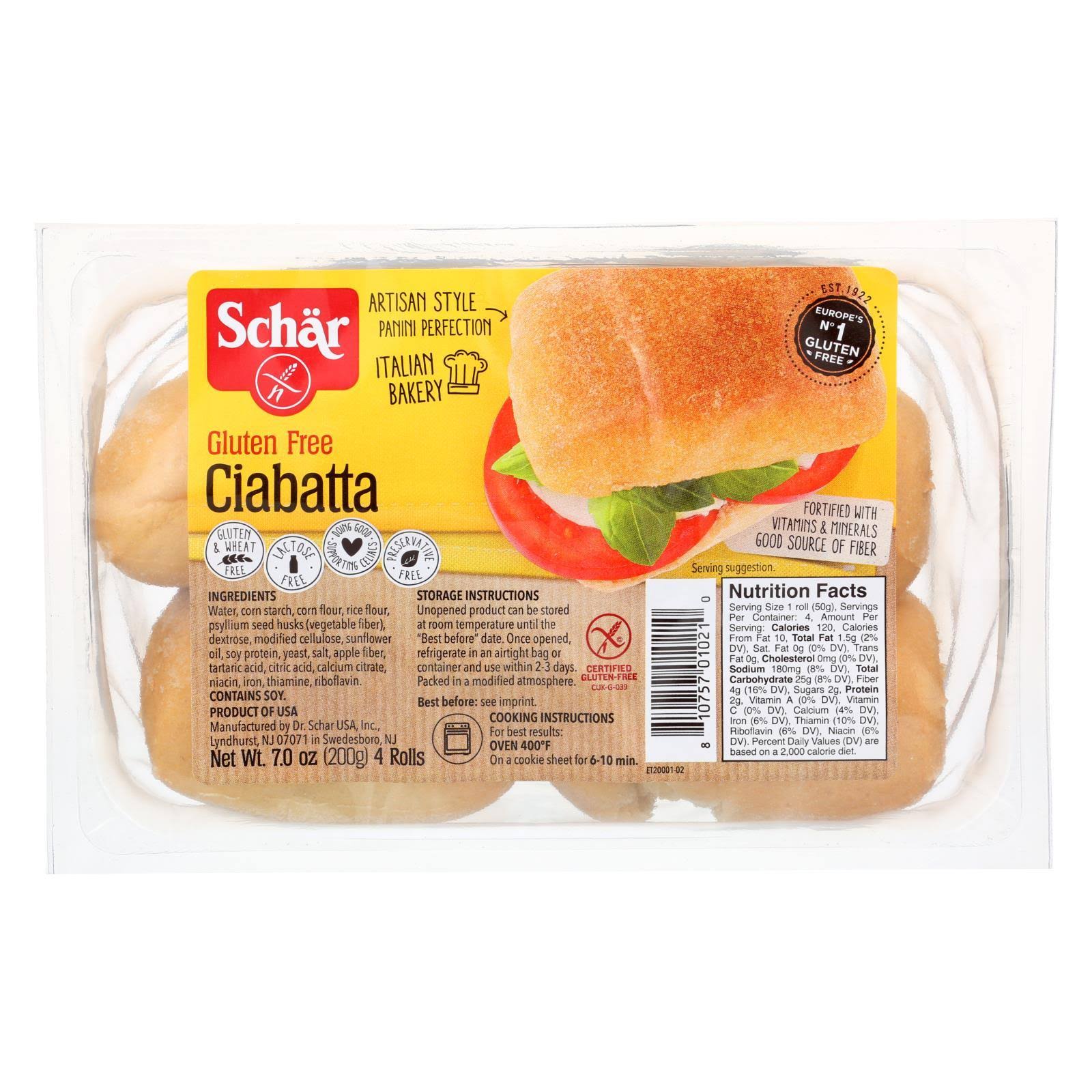 Schar Gluten-Free Ciabatta Parbaked Rolls - 7oz, 4ct