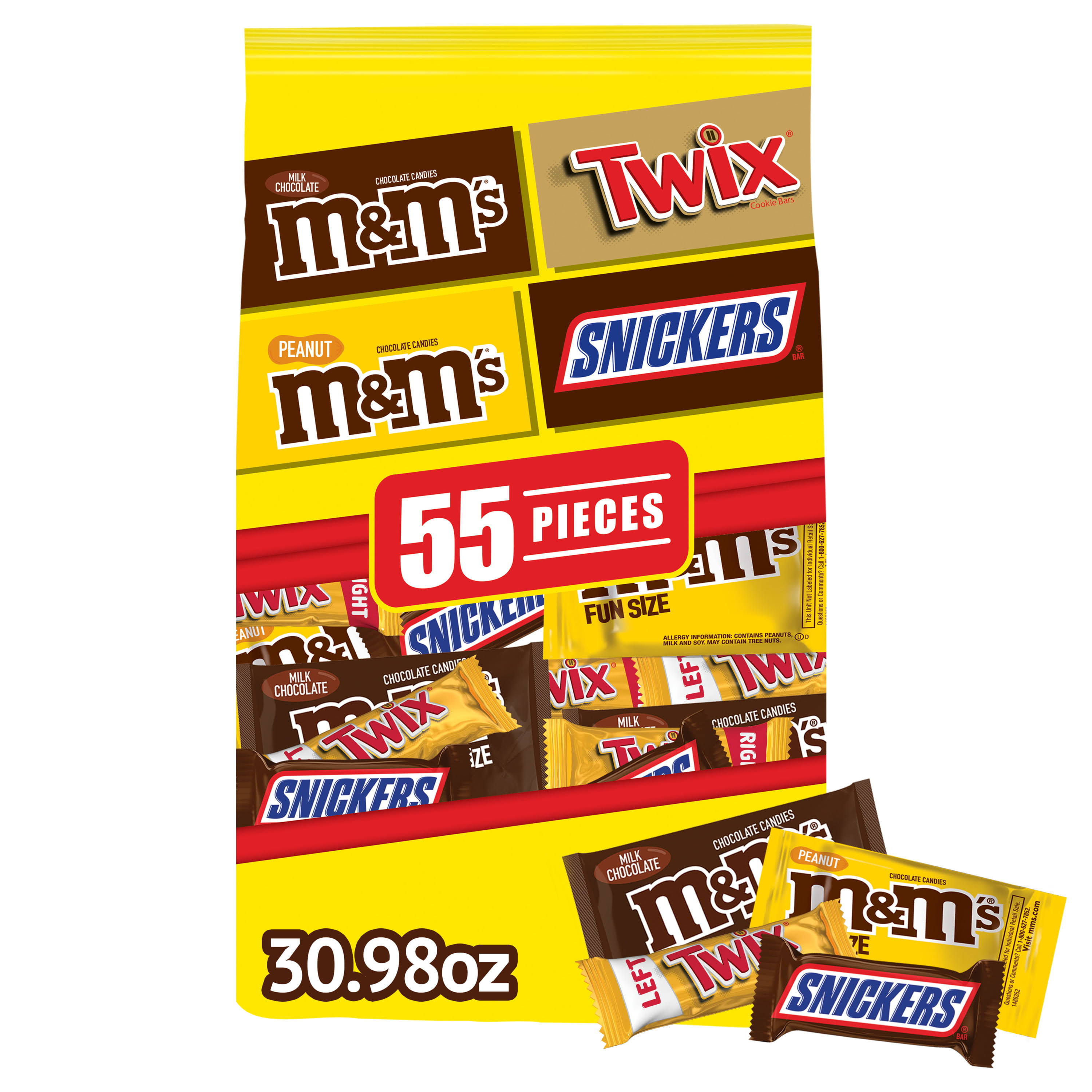 SNICKERS Almond, Peanut Butter & Original Fun Size Assorted Bulk Halloween  Candy Bar Variety Pack - 16.54oz