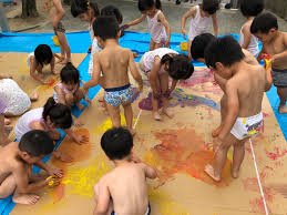 幼稚園　ボディーペイント|ぶどう組☆ボディーペイント遊び | 石嶺保育園