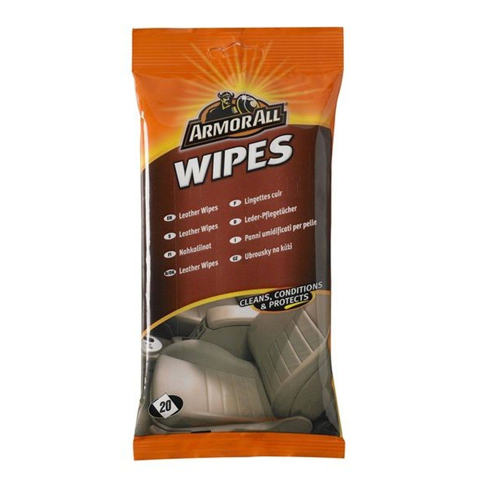 Armor All Leather Wipes Cleans Conditions & Protects 2 Wipes Per Pack - 5  Packs