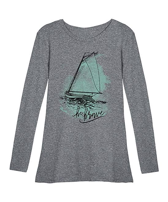 Instant Message Women's Women's Tee Shirts Athletic - Athletic Heather 'Be Brave' Long-Sleeve Tee - Women
