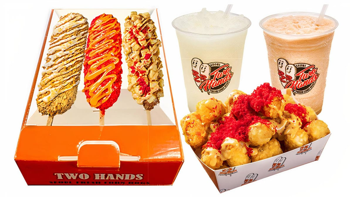 Two Hands Corn Dogs by null