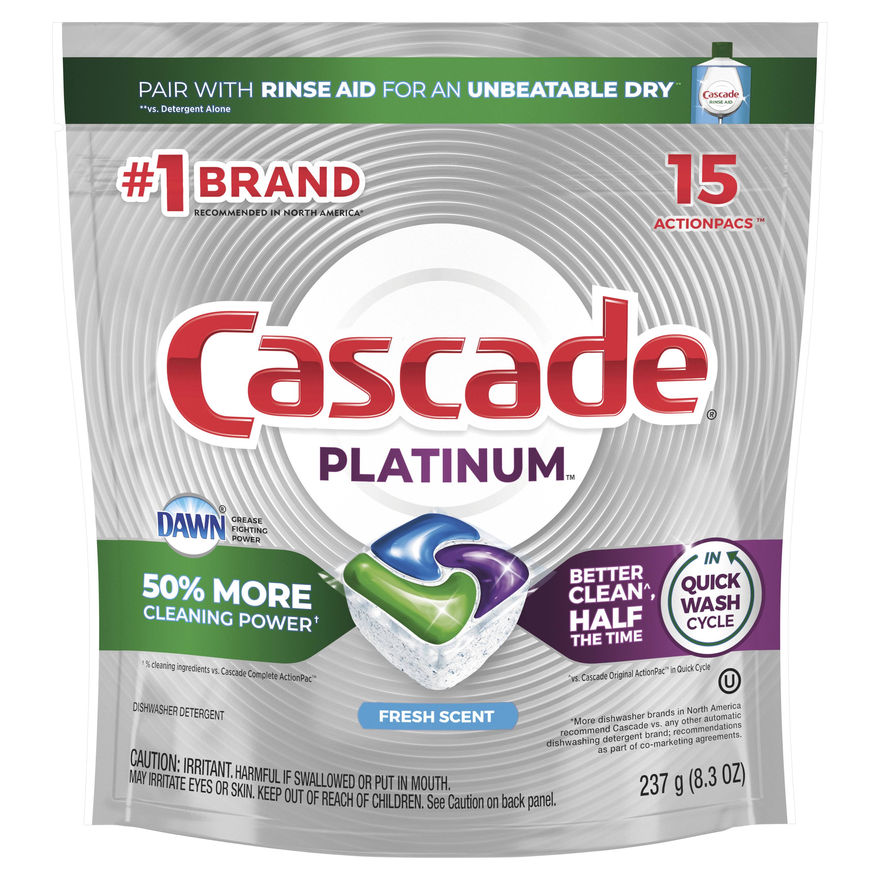 Cascade Complete ActionPacs Dishwasher Detergent, Fresh Scent - 18 ct