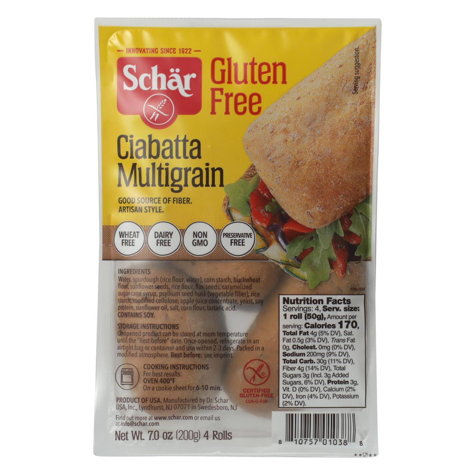 Schar Gluten-Free Ciabatta, Multigrain, Artisan Style - 7 oz