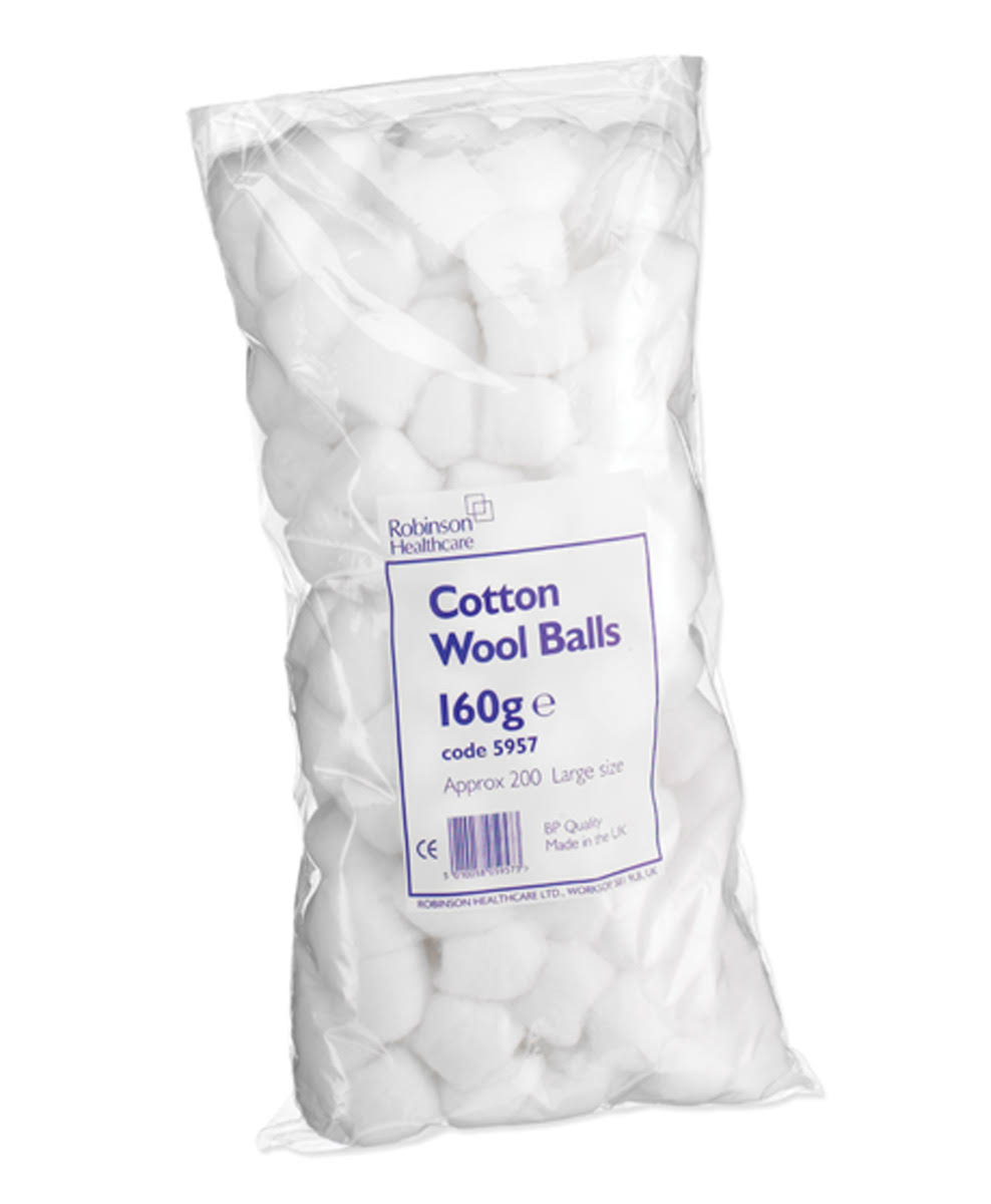 Robinson Healthcare Cotton Wool Ball - Non Sterile, Large, 200 Cotton Balls