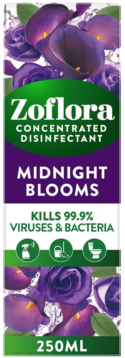 Zoflora Midnight Blooms 250 mL, Concentrated Antibacterial Disinfectant, All Purpose Cleaner, Surface Cleaning Solution, Kills 99.9% of Bacteria and