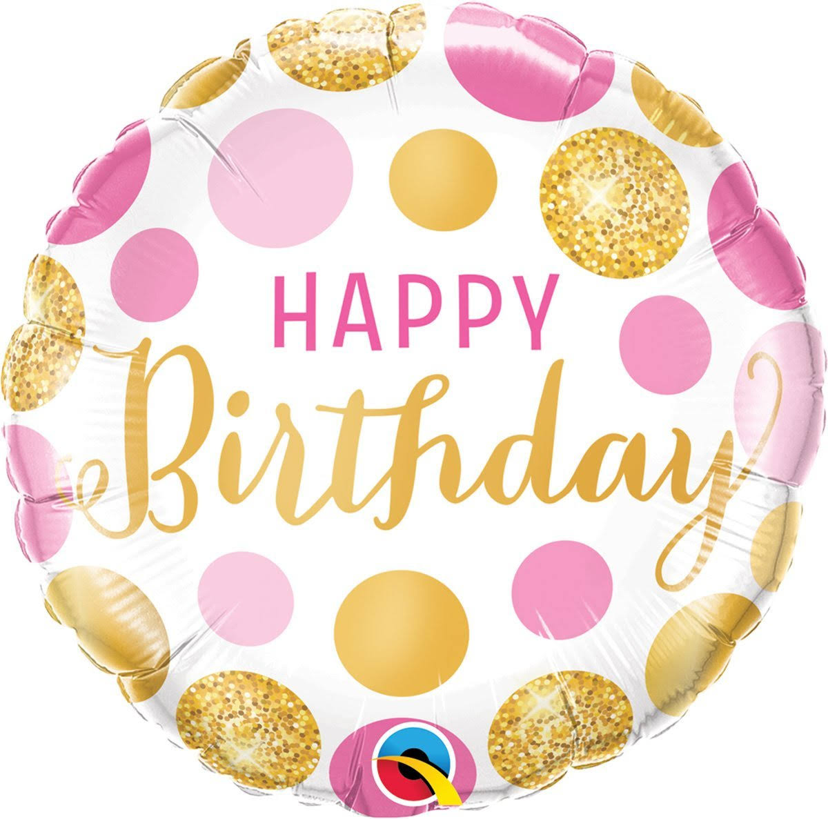 18" Birthday Pink & Gold Dots Balloon