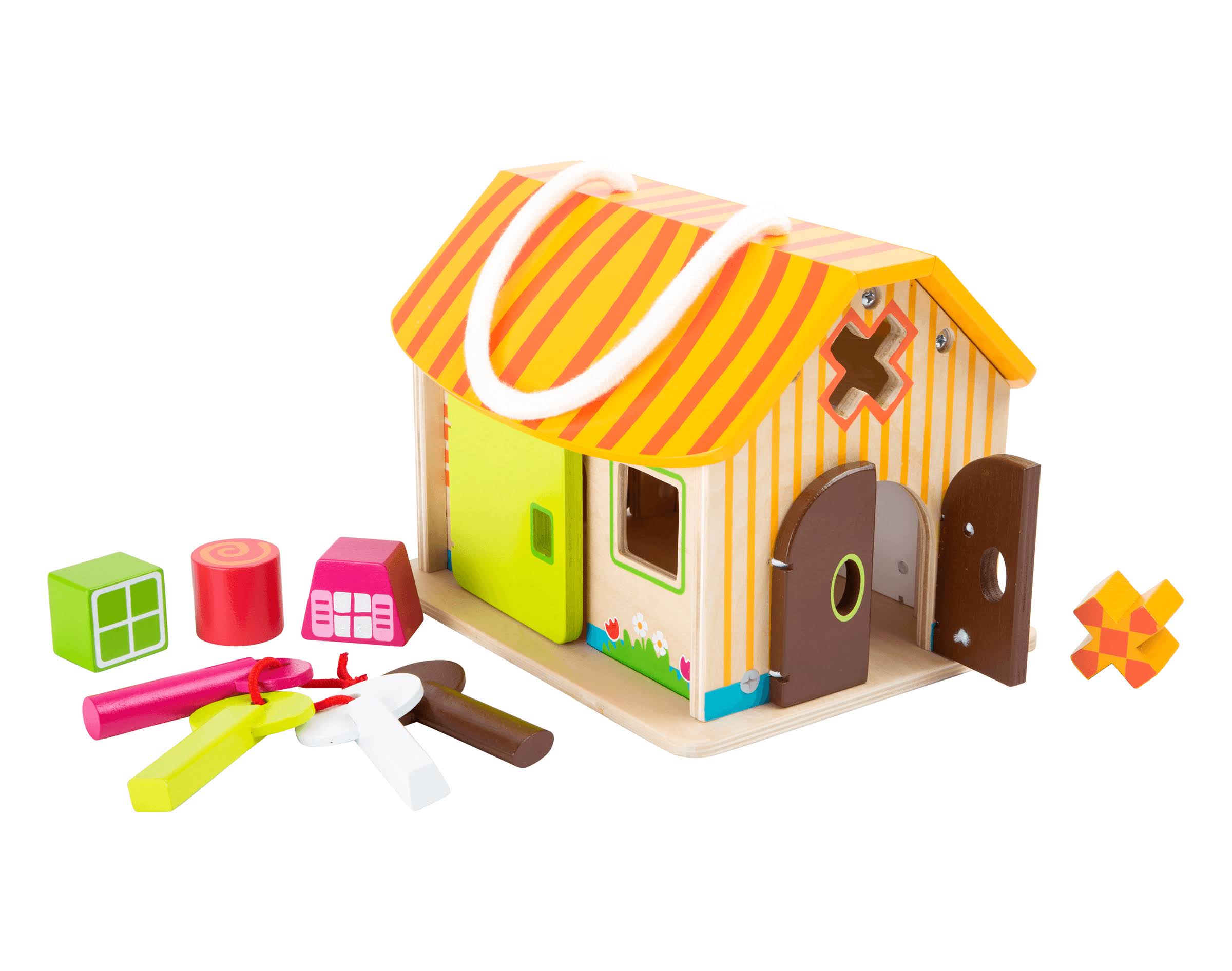 Small Foot Wooden Toys - Wood Shed with Keys Motor Skills Playset