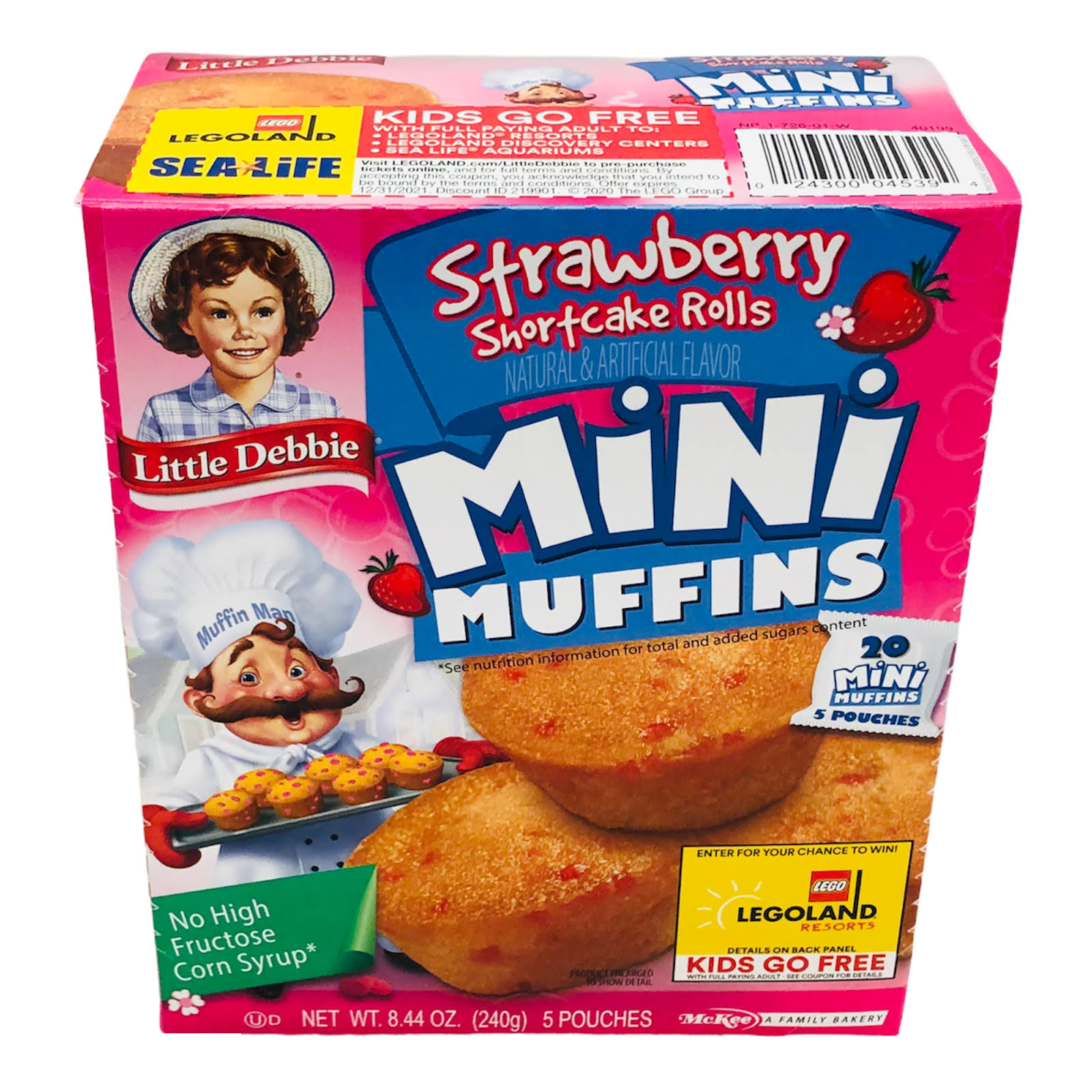Little Debbie Muffins, Strawberry Shortcake Rolls, Mini - 5 pouches, 8.44 oz