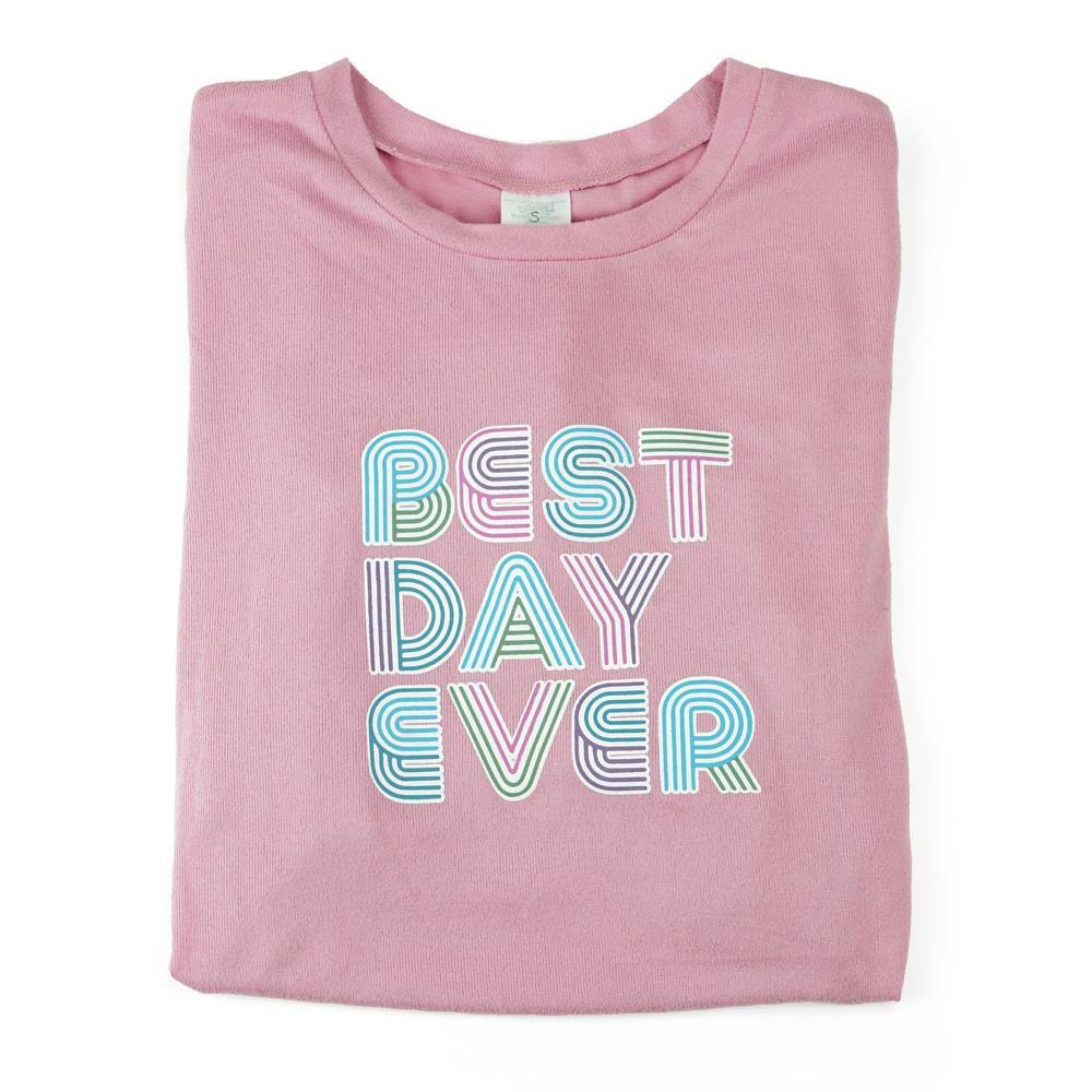 Hello Mello Best Day Ever Lounge Sweater, Pink X-Large