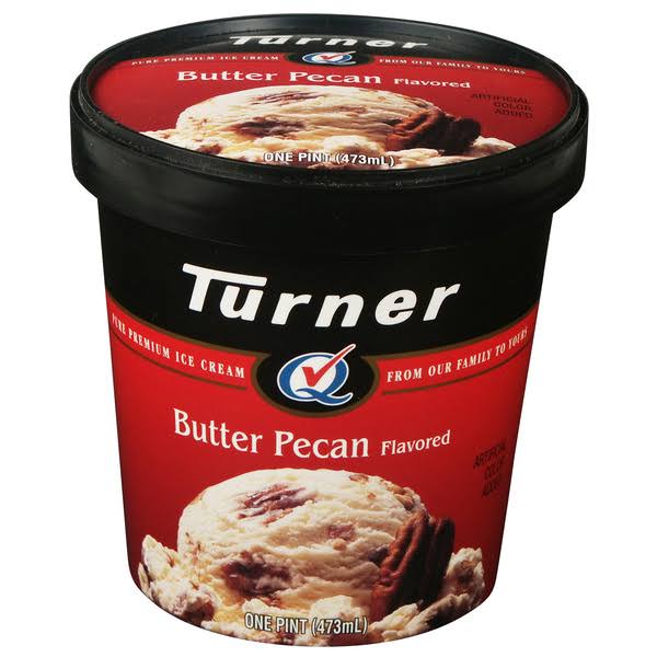 Turner Ice Cream, Butter Pecan Flavored - 1 pt