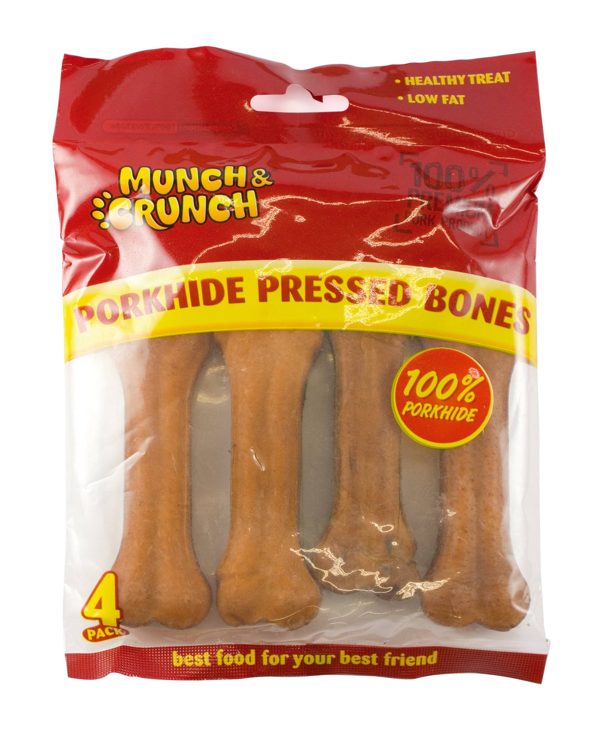 Munch Crunch Porkhide Pressed Dog Bones - 4 Pack