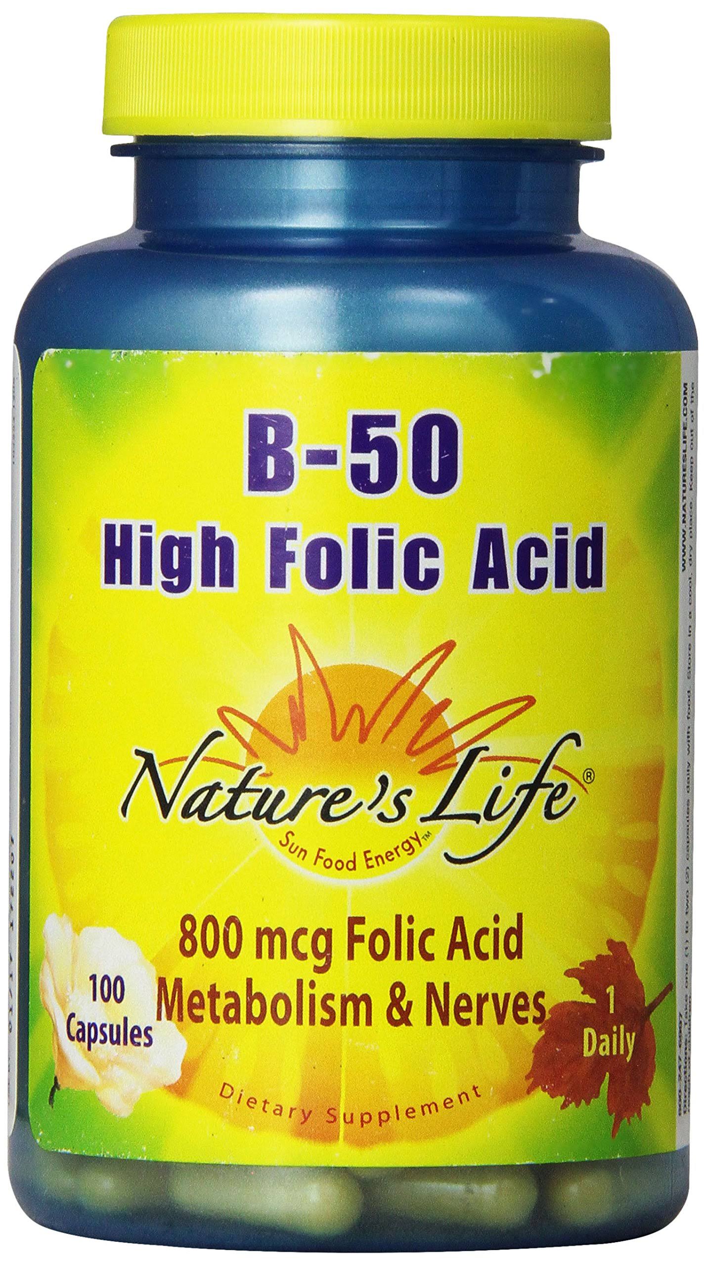 Nature's Life B 50 Complex High Folic Acid Supplements - 100pcs