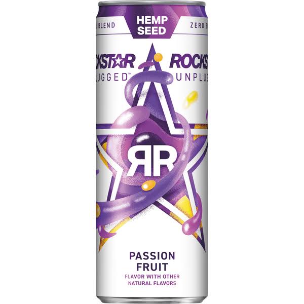 Rockstar Unplugged Energy Drink, Sugar Free, Hemp Seed, Passion Fruit - 12 fl oz