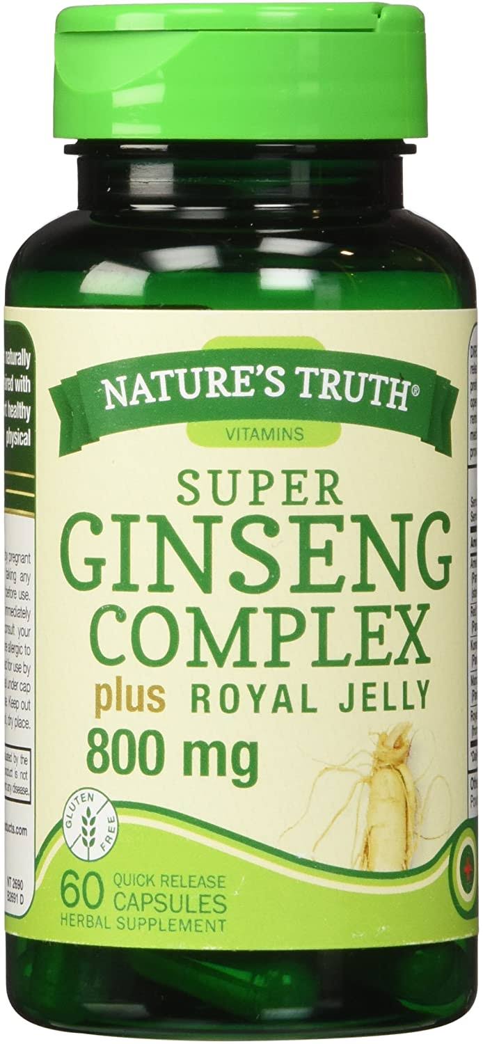Nature's Truth Super Ginseng Complex Plus Royal Jelly 800mg Quick Release Capsules - 60ct