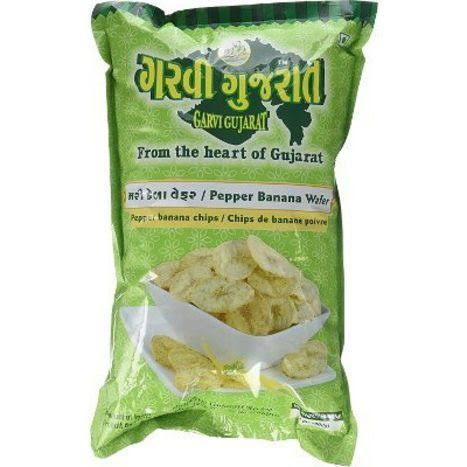 Garvi Gujarat Pepper Banana Wafers - 6.3 oz (180 gm)