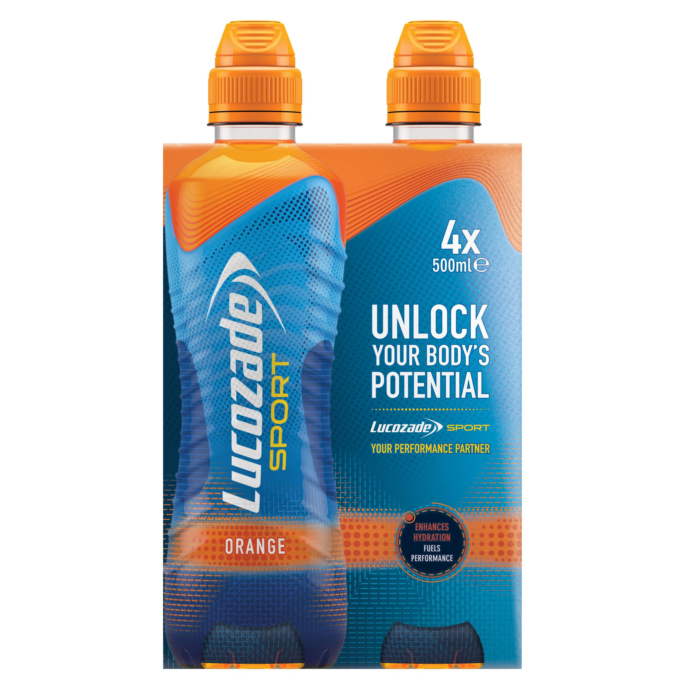 Lucozade Sport Drink - Orange, 4 x 500ml