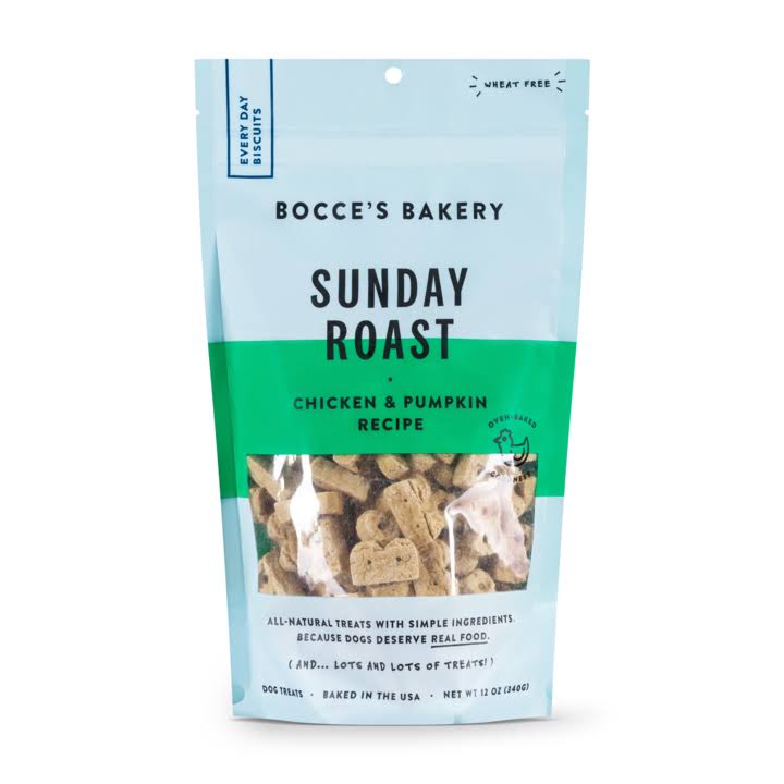 Bocces Bakery Everyday Sunday Roast Biscuits Dog Treats, 12 oz