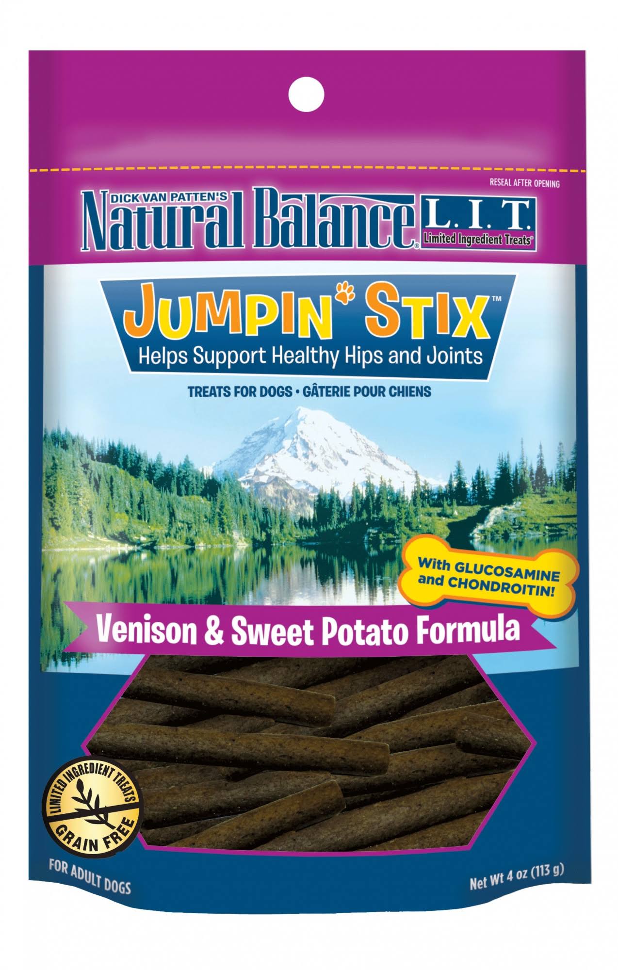 Natural Balance Lit Hip-stix Semi-moist Dog Treat - 4oz, Venison & Sweet Potato Formula