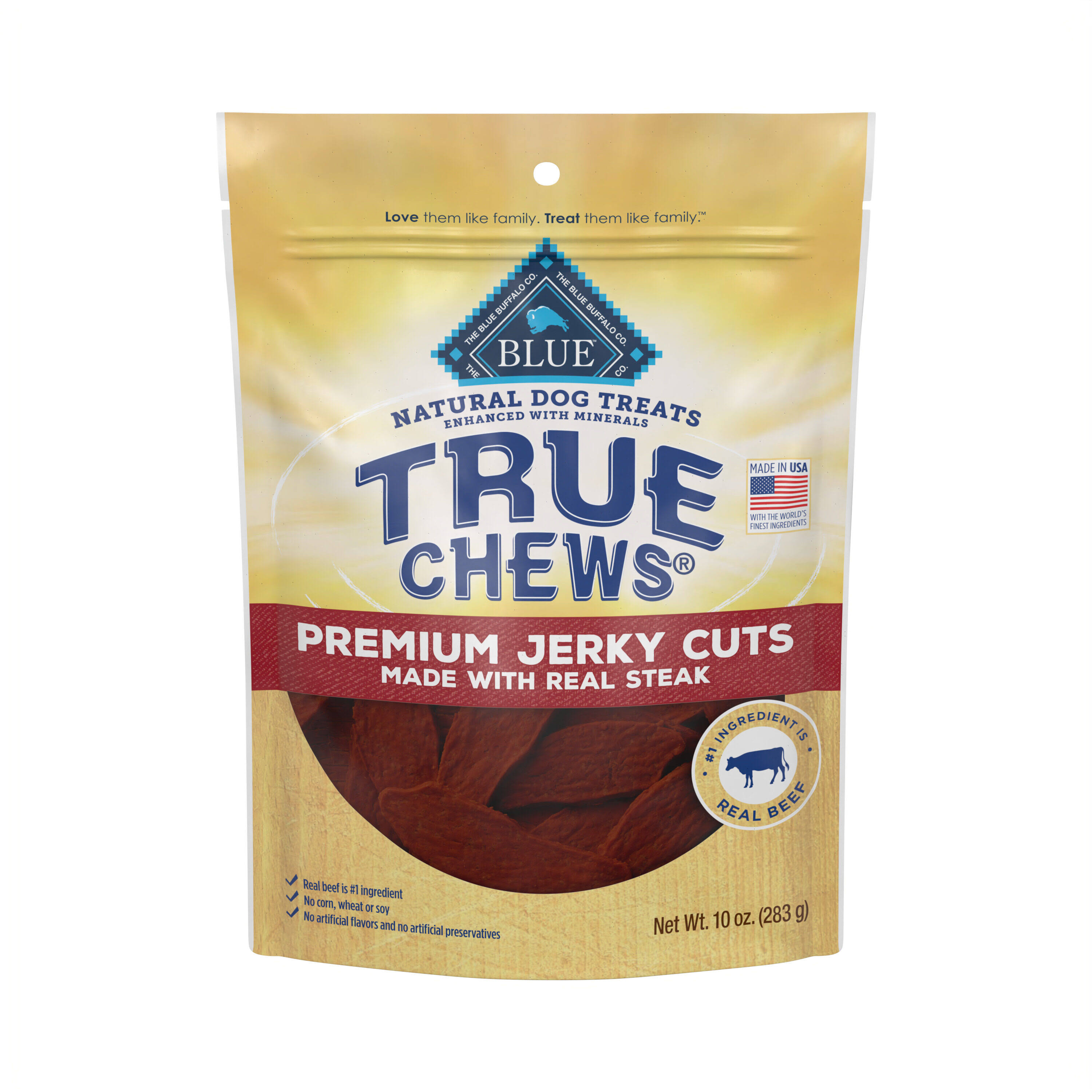Blue Buffalo True Chews 804526 10oz Premium Jerky Cuts Natural Steak Dog Treats