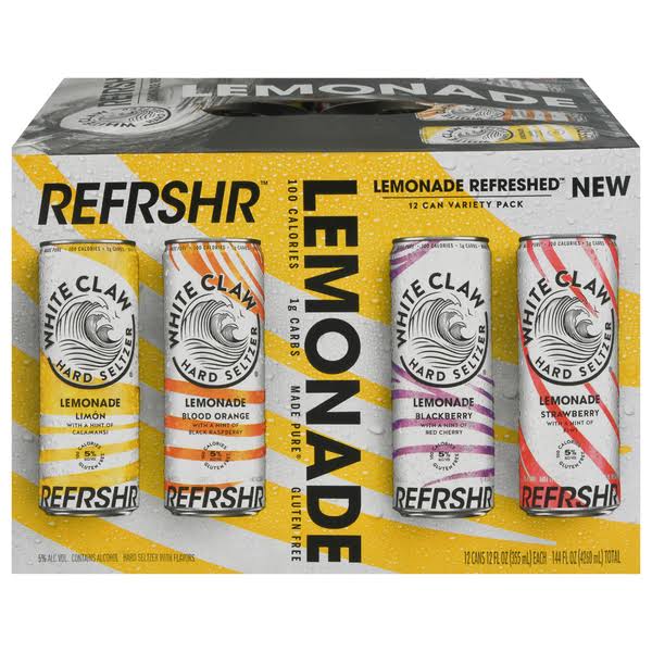 White Claw Hard Seltzer Refrshr Lemonade, Variety Pack - 12 pack, 12 fl oz can