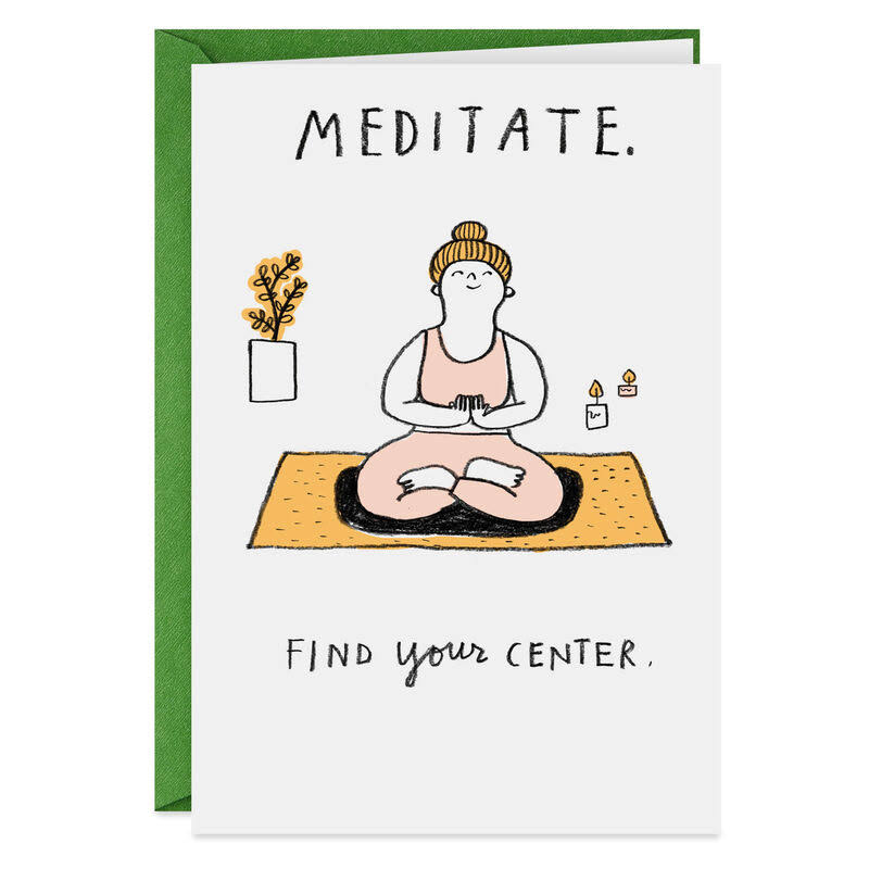 Yoga and Wine Funny Thinking of You Card
