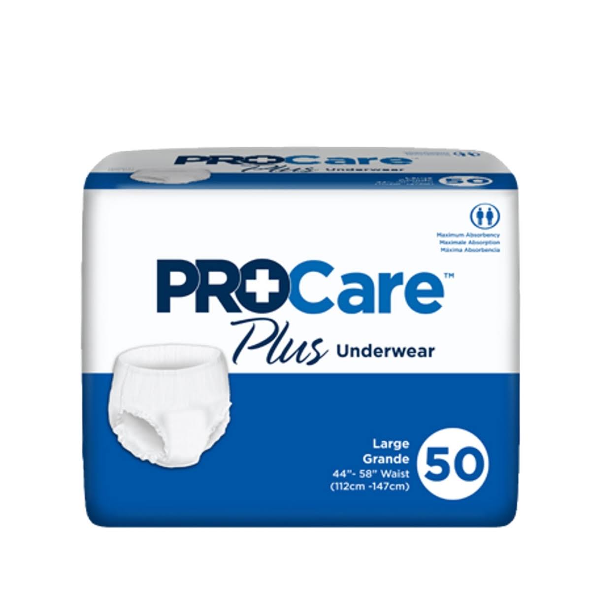 Procare Protective Underwear Adult Diaper - 44" to 58", 50ct