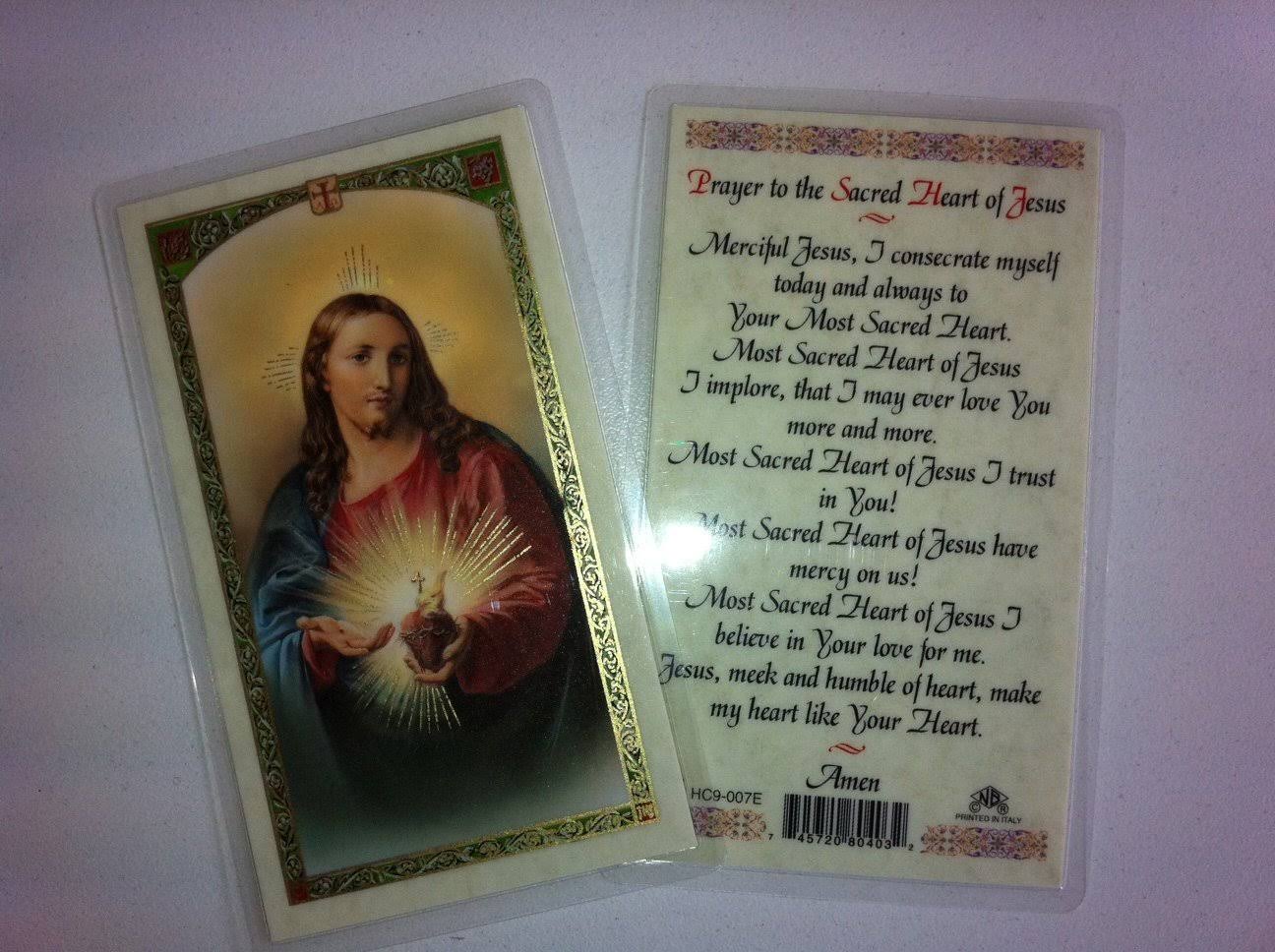 Holy Prayer Cards For The Prayer to The Sacred Heart of Jesus in English 007E