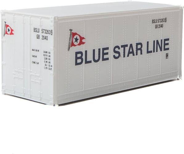 Walthers 949-8661 HO Blue Star Line 20' Smooth-Side Ready to Run Container