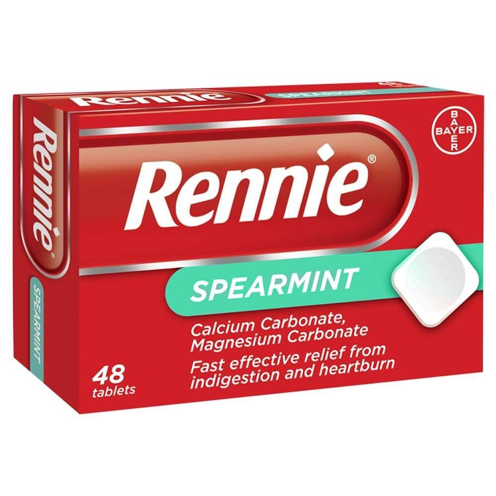 Rennie Indigestion and Heartburn Relief Chewable Tablets - Spearmint, 24 Tablets