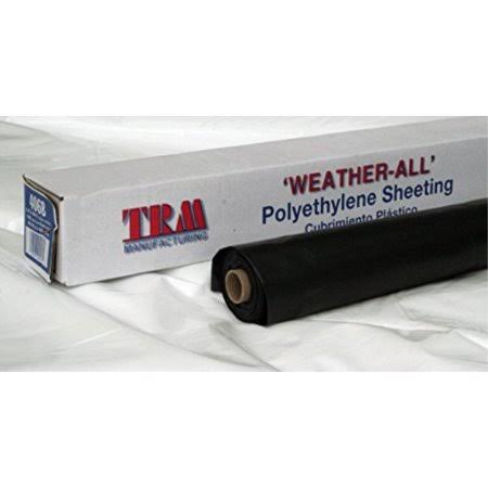 TRM Manufacturing 406B Weatherall 4 Mil Poly Plastic Sheeting Visqueen, 6' Wide 100' Long, 1 Roll in A Box, Black