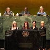 K-pop group Aespa delivers a speech on sustainable development at UN's 2022 High-level Political Forum
