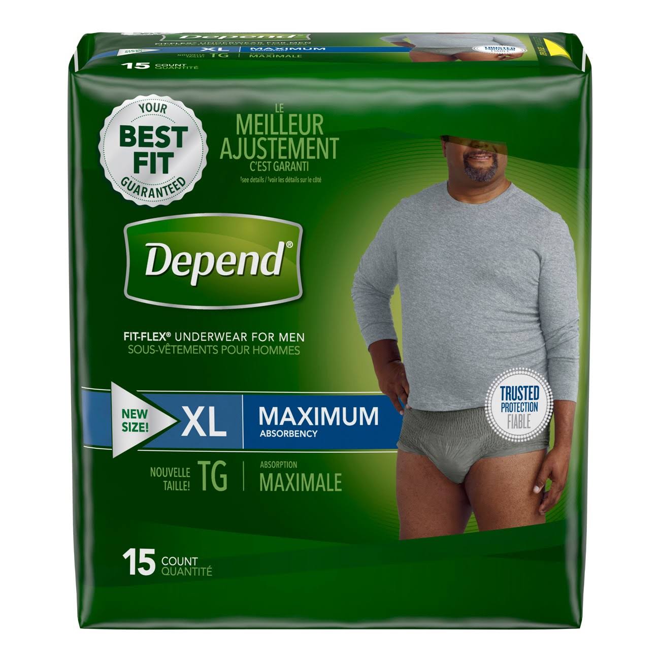 Depend Fit-Flex for Men Incontinence Underwear - Gray, X-Large, 15ct