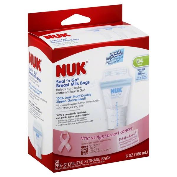Nuk Seal N Go Breast Milk Storage Bags - 6oz, 50ct