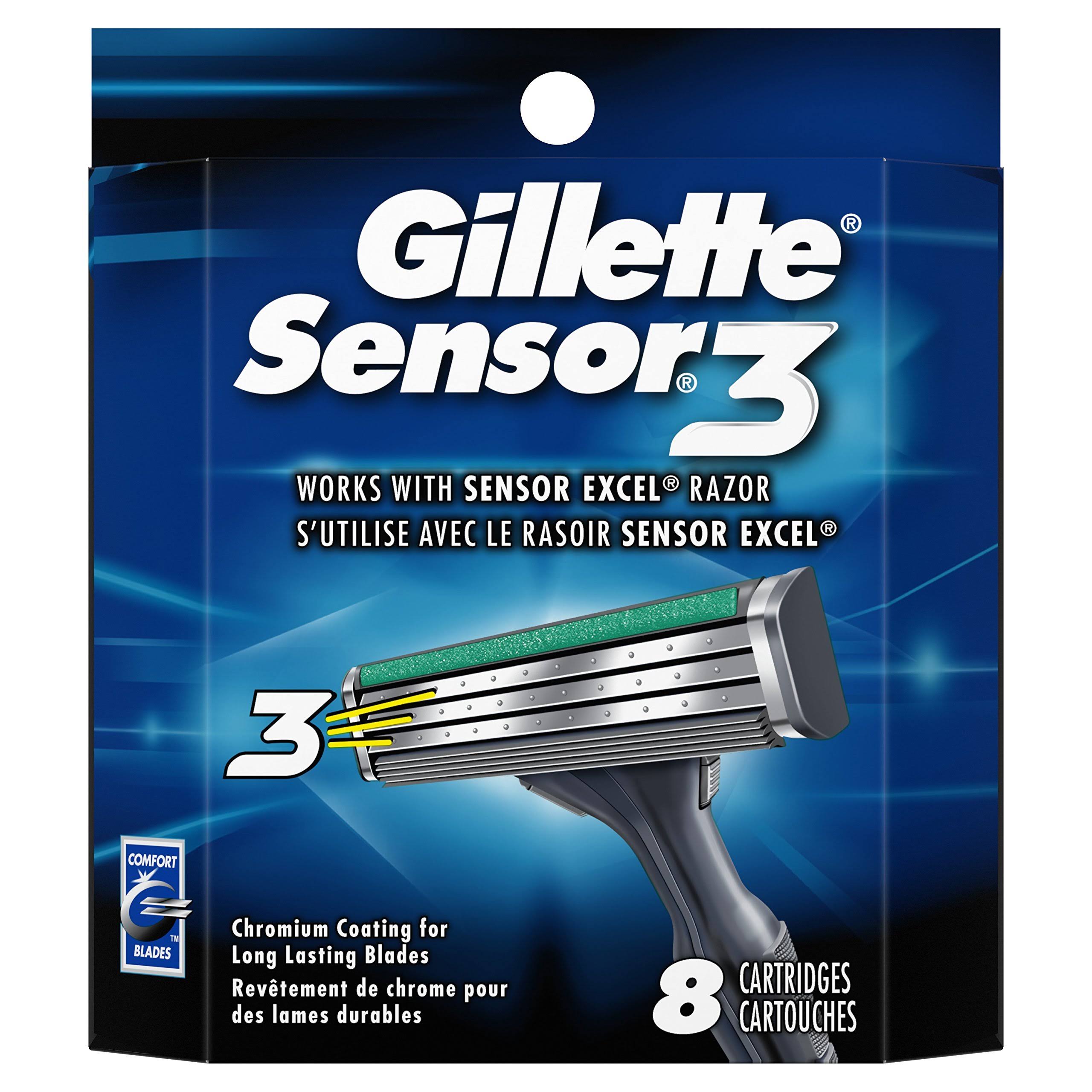 Gillette Sensor3 Men's Razor Blade Refills - 8ct