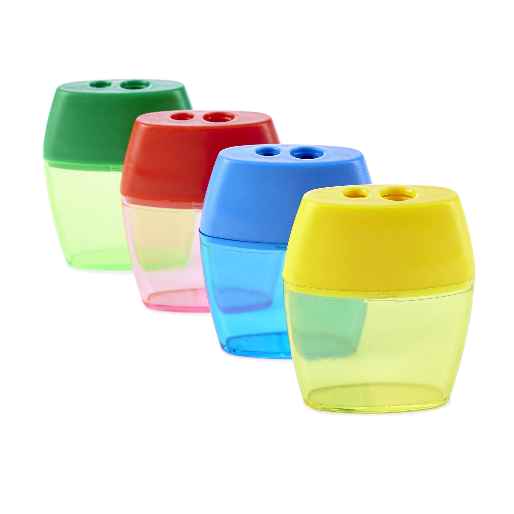 Charles Leonard 1 Pencil Sharpener 2 Hole w/ RECEPTACL (Color May Vary), Assorted