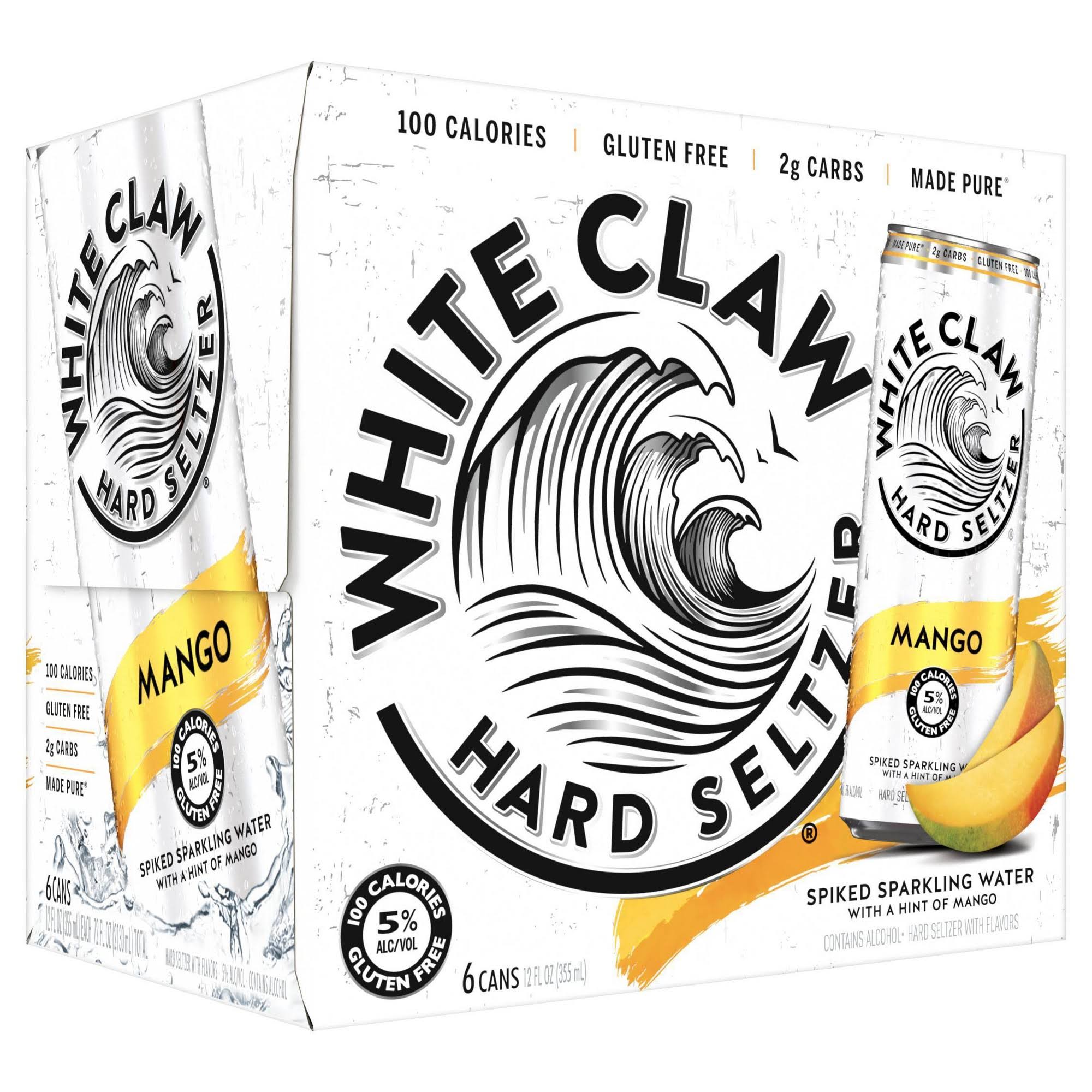 White Claw Hard Seltzer, Mango - 6 pack, 12.0 fl oz cans