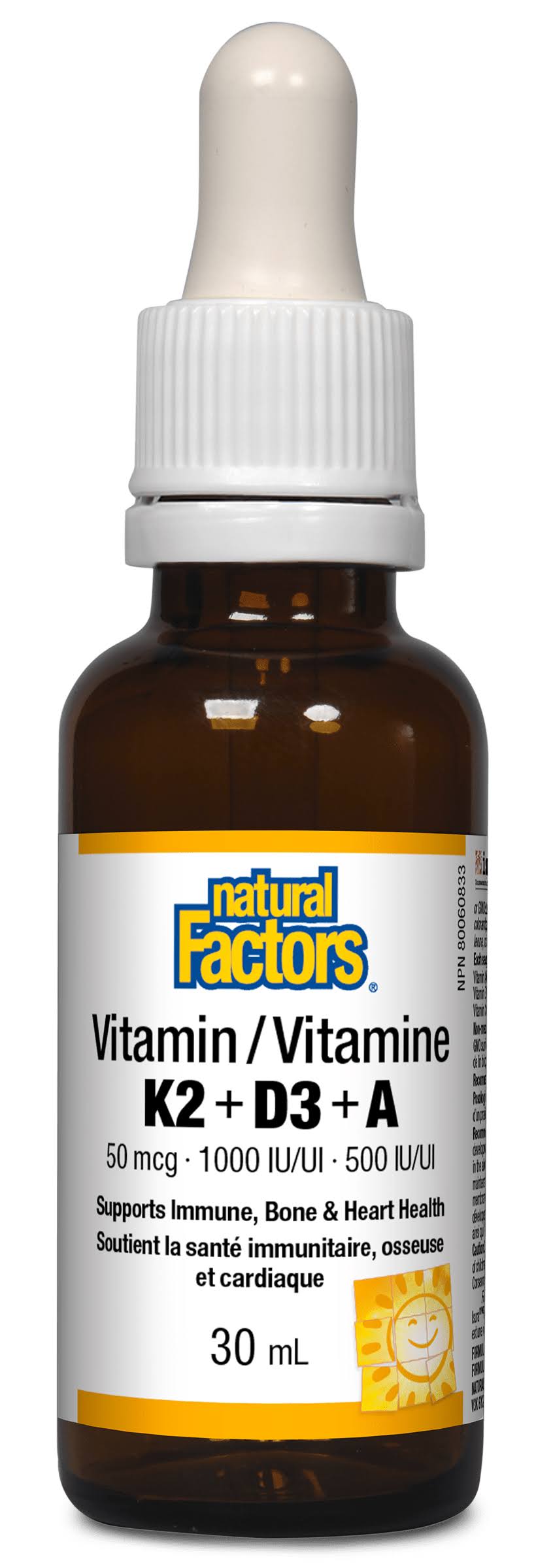 Natural Factors Vitamin K2+D3+A 30mL