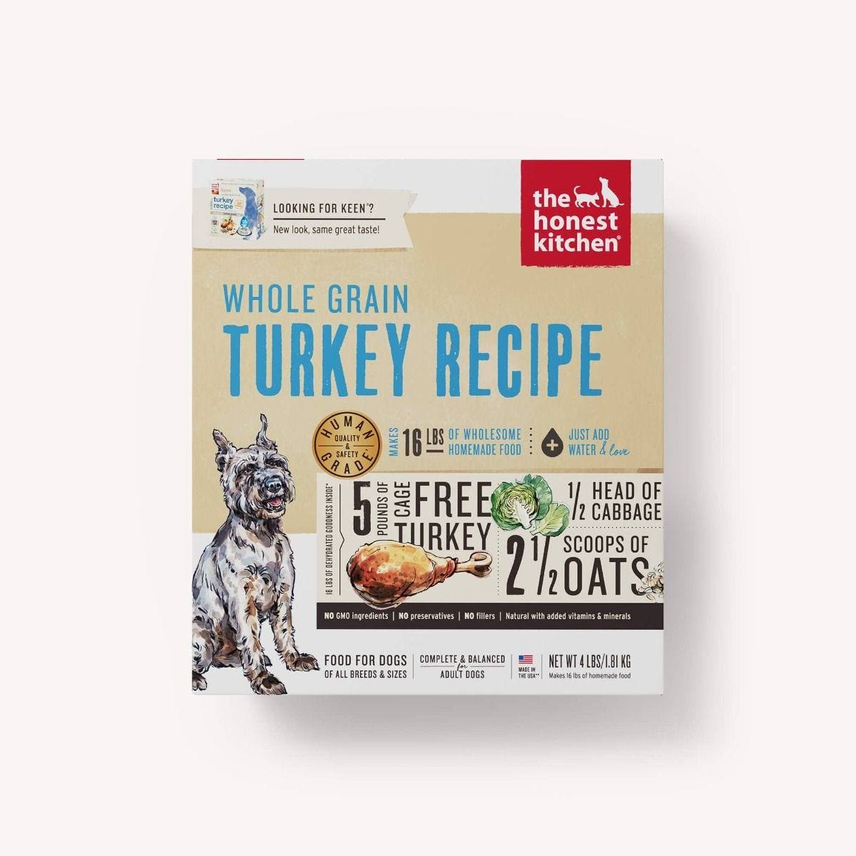 The Honest Kitchen Whole Grain Dog Food - Turkey Recipe, 4lbs