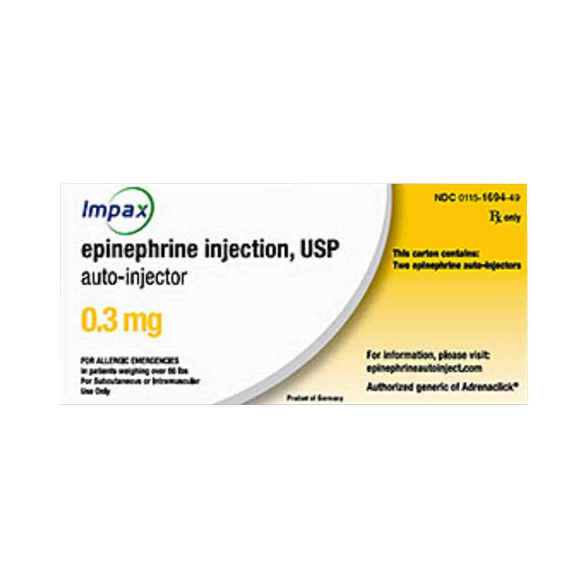 Epinepherine 2 Pack 0.3mg 2.0 Auto Injector (generic Equivalent to EpiPen 2 Pack)