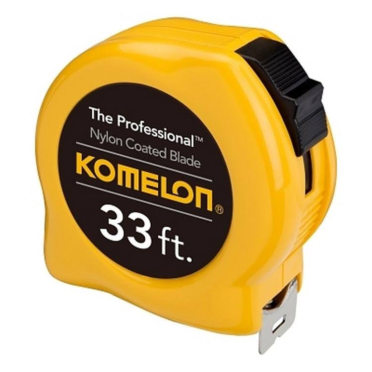 Komelon 4933 the Professional Nylon Coated Steel Blade Tape Measure - 33' x 1", Yellow Case