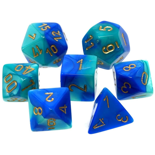 Chessex Gemini Poly 7 Dice Set: Blue-teal/gold