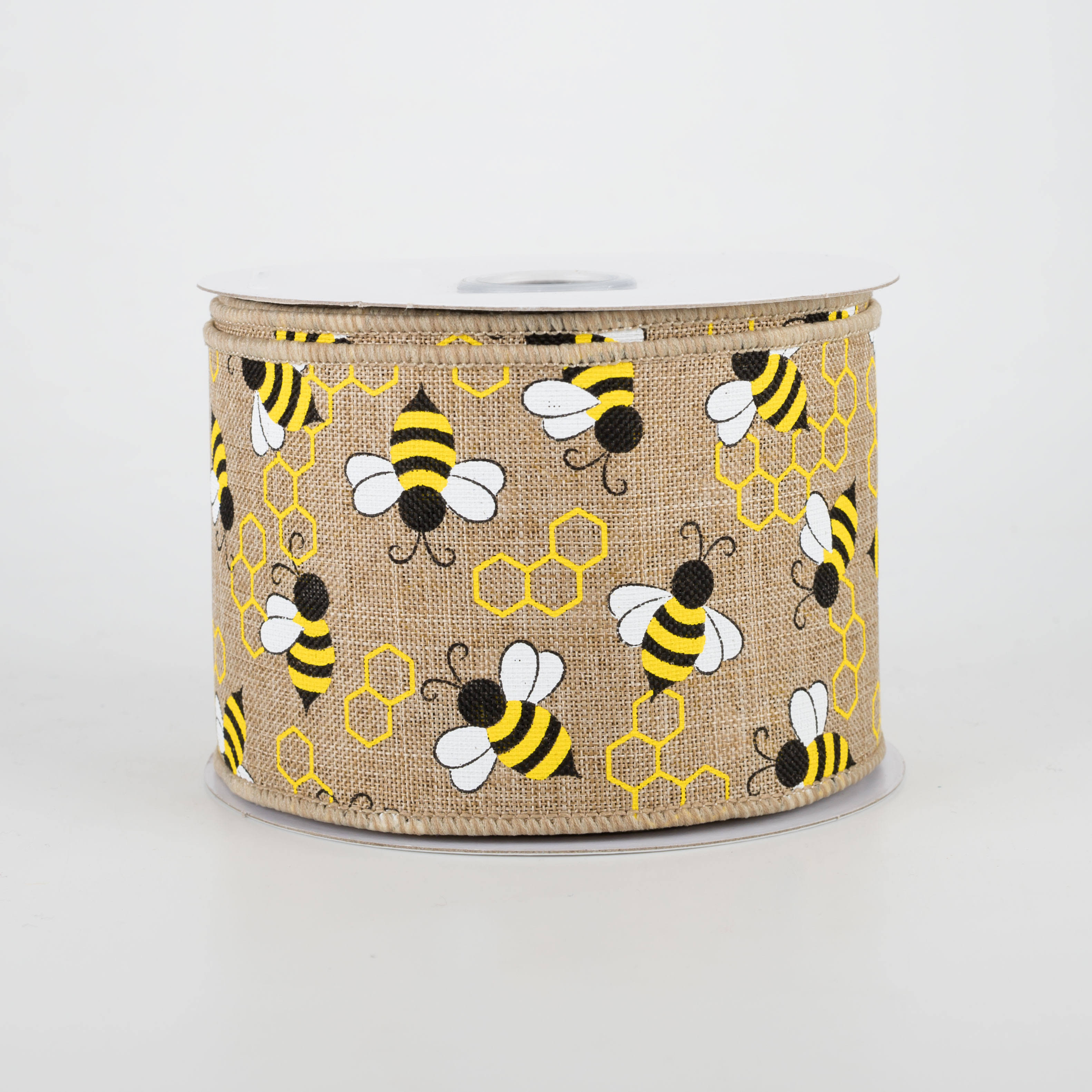 2.5 Mini Bumblebees Ribbon: Light Beige (10 Yards)