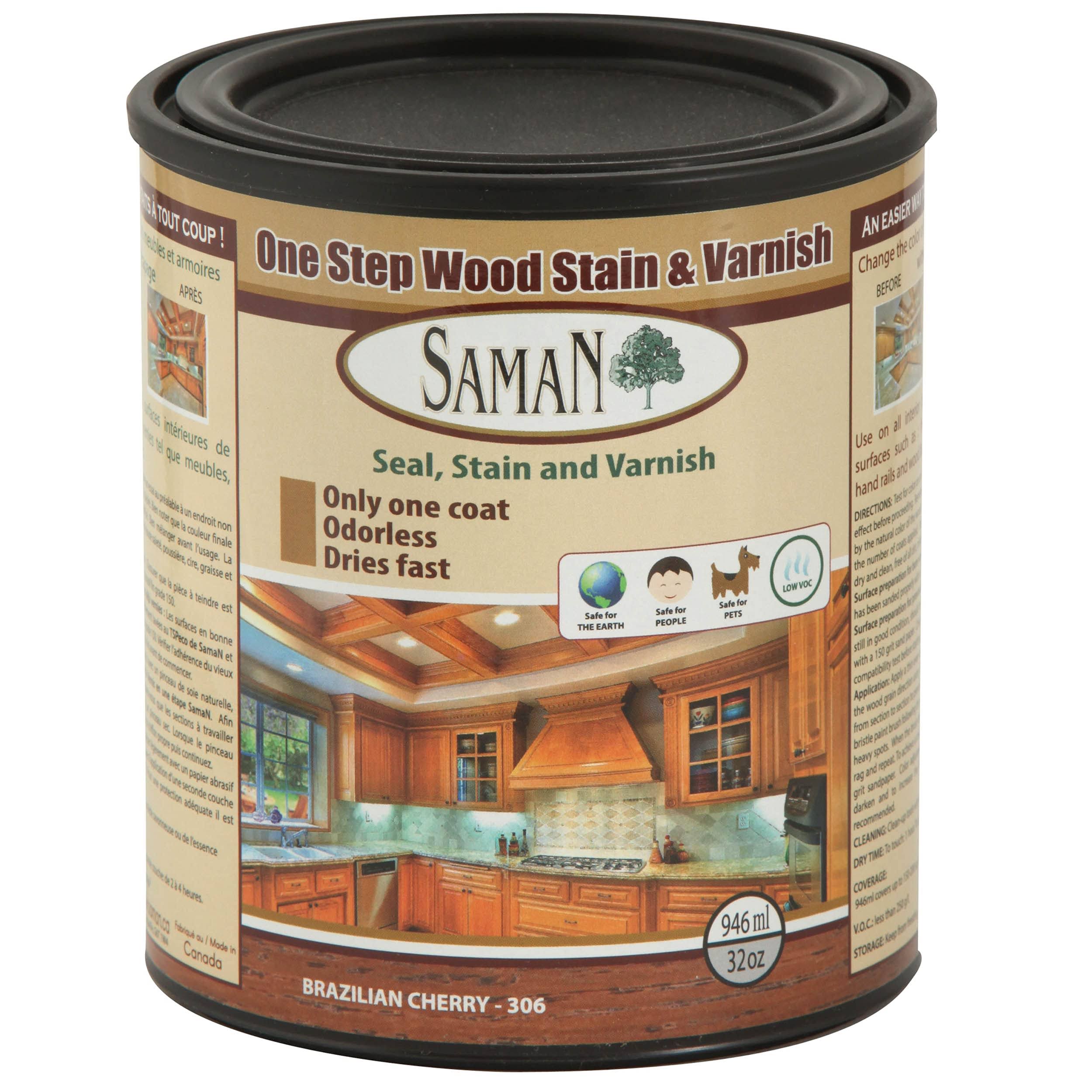 Saman Interior Stains & Finish SAM-306-1L Brazilian Cherry Wood Finish Seal, Stain, and Varnish