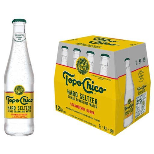 Topo Chico Hard Seltzer, Strawberry Guava - 12 pack, 12 fl oz bottles